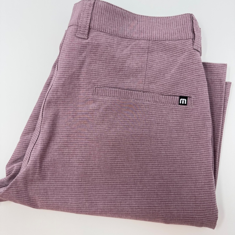 Travis Mathew‎ Men's Pink Striped Golf Shorts 30 Polyester Spandex Performance